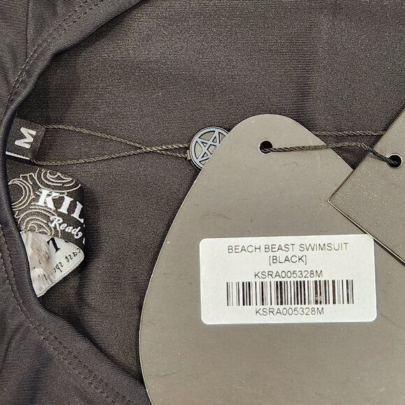 One-piece swimsuit with demon face in red and black. Size Medium. NWT - Picture 5 of 5